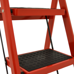 3 Basamaklı Metal Merdiven Kırmızı (1.30 Metre)
