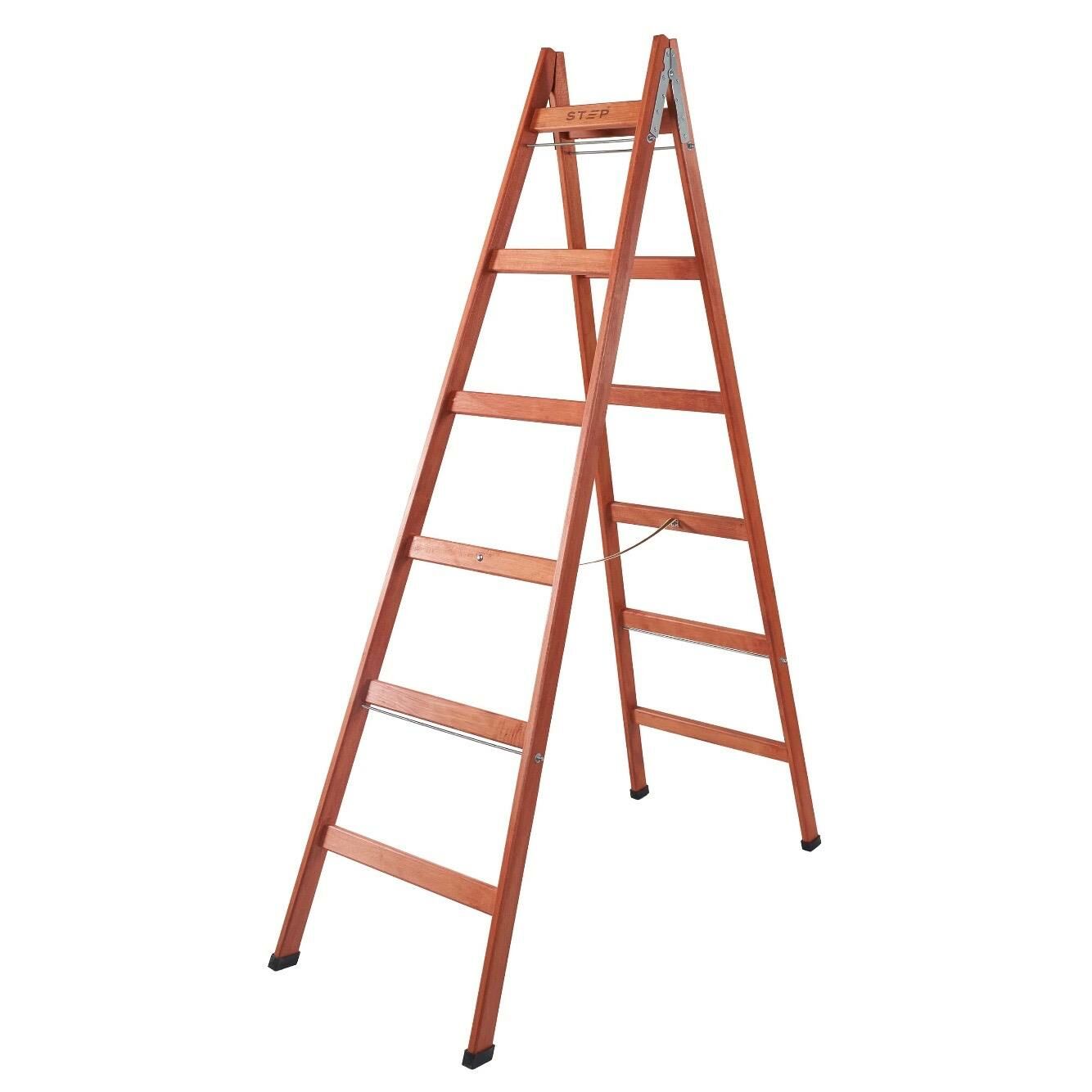 Step Frigya 6 Basamaklı Çift Çıkışlı Ahşap Merdiven (Yükseklik 2 Mt)