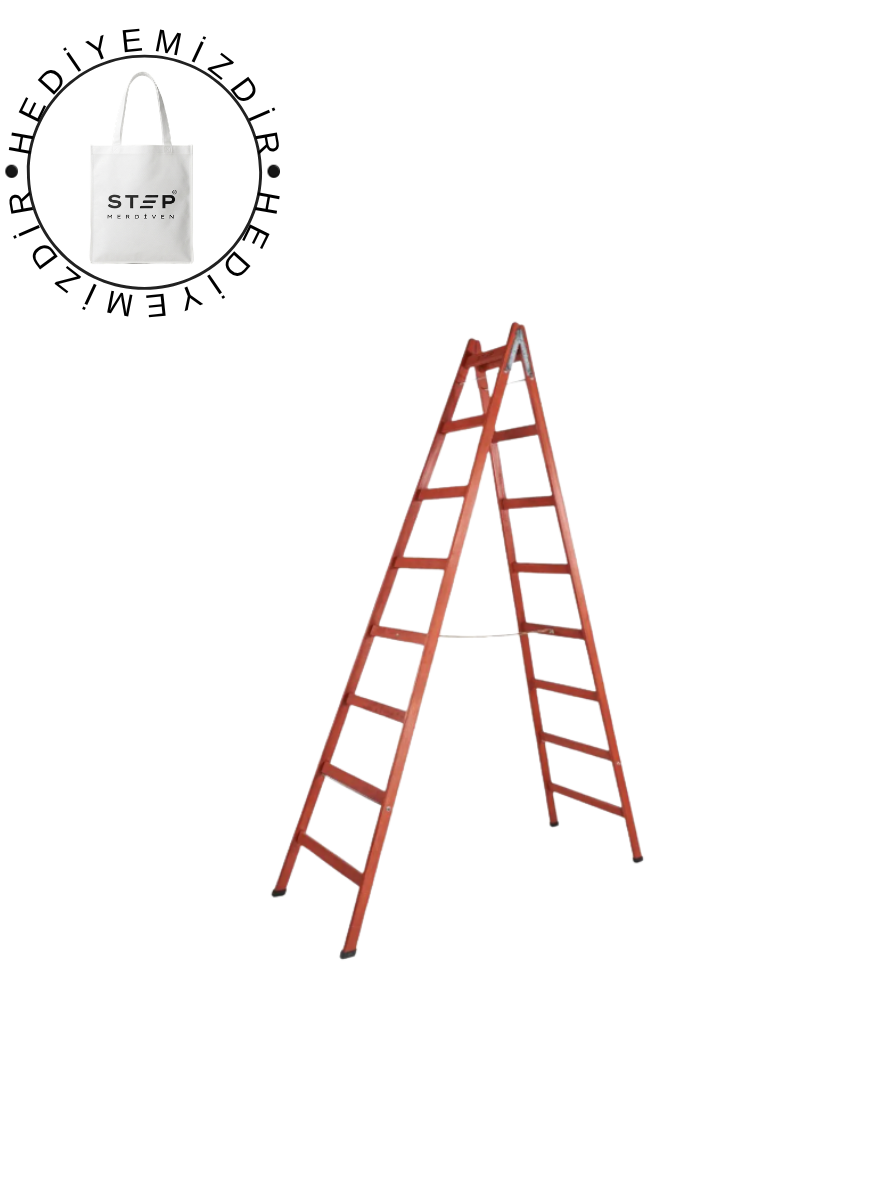 Step Frigya 8 Basamaklı Çift Çıkışlı Ahşap Merdiven (Yükseklik 2.60 Mt)