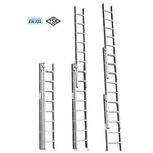 ÜÇ PARÇA SÜRGÜLÜ PTT TİPİ ALÜMİNYUM MERDİVEN 7,80 MT (ASM.11)