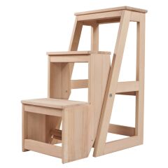 Step Pan Ahşap İçe Katlanır Basamaklı Tabure (3 Basamaklı)