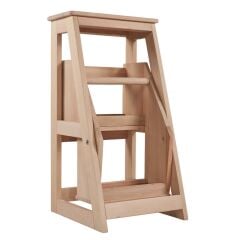 Step Pan Ahşap İçe Katlanır Basamaklı Tabure (3 Basamaklı)