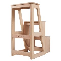 Step Pan Ahşap İçe Katlanır Basamaklı Tabure (3 Basamaklı)